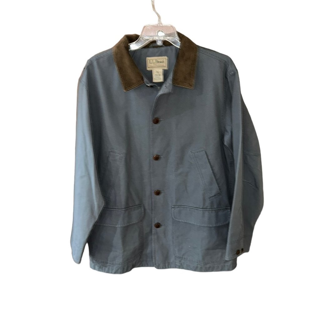 L.L. Bean Slate Blue Field Jacket with Brown Corduroy Collar